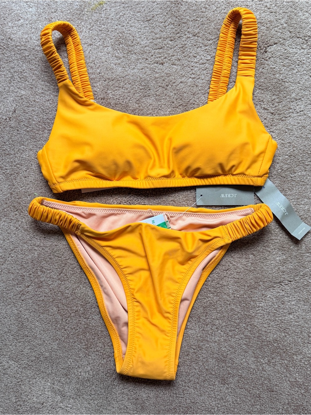 J. Crew Bright Orange Scoop Bikini Top & Bottoms NWT size XS